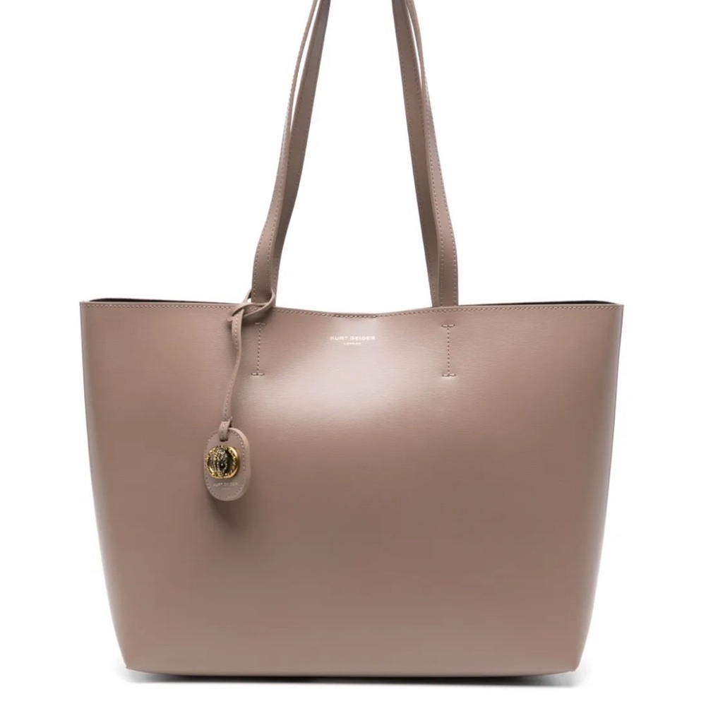 NWT Kurt Geiger Leather Light Beige Chelsea Tote Shopper Bag W Pouch
